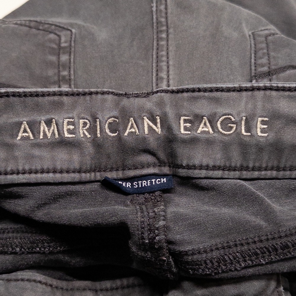 American Eagle Hi Rise Jegging 10 LONG Gray Cargo Pockets Drawstring Utility - Picture 12 of 14